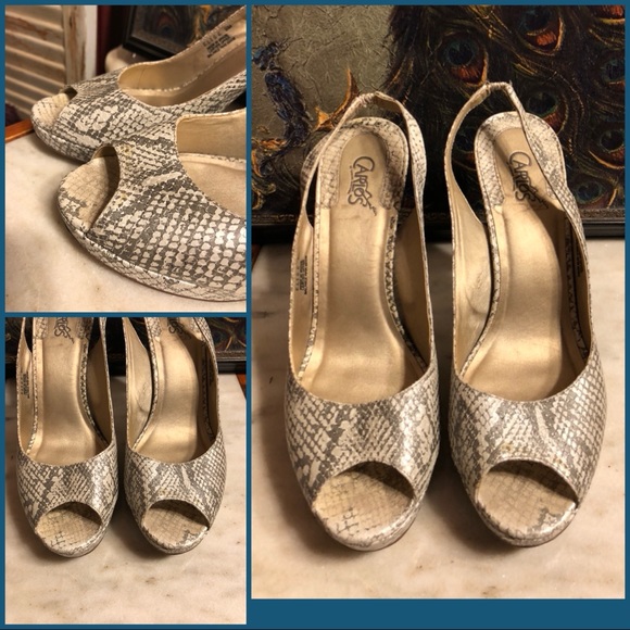 SZ 9-CARLOS BY CARLOS SANTANA SILVER LEATHER PUMPS - Picture 3 of 8